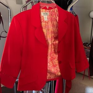 Bob Mackie Red and Gold Patterned Blazer
